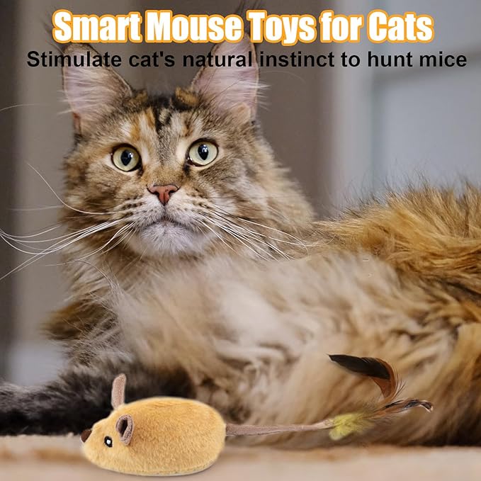 Mity rain Interactive Dog Toys, Fake Remote Control Dog Toy to Keep Them Busy, Dog Mouse Toy with Realistic Sound & Extended Tail, Automatic Dog Toy for Cats Dogs Pet, Squeaky Dog Toys Yellow