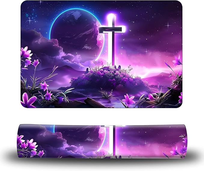 Dog Food Mat, 15.7" x 23.6" Absorbent Pet Feeding Mat for Food and Water, Waterproof Diatom Mud Pet Placemat with Non-Slip Rubber Backing, Cat Bowl Mat for Floors - Purple Sky Flower