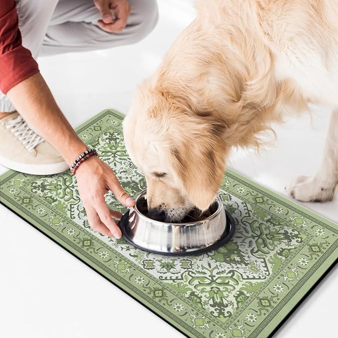 Pet Feeding Mat for Floors Waterproof Dog Mat for Food and Water Absorbent Quick Dry Non Slip mat for Cat Bowls