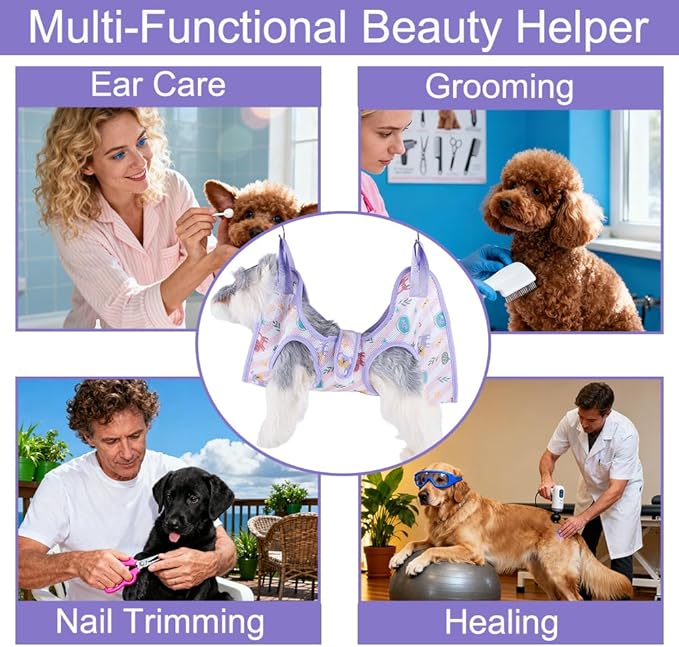 AIO Cat & Dog Restraint Sling for Nail Trimming Foldable Dog Grooming Supet Relaxation Hammock Harness for Pet Grooming S Yellow