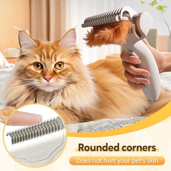 Dematting Comb for Dogs and Cats, Undercoat Rake Pet Brush for Long Hair, Dual-Sided Pet Grooming Brush Removes Tangles Knots and Loose Fur, Deshedding Grooming Tool (#A,2PCS)