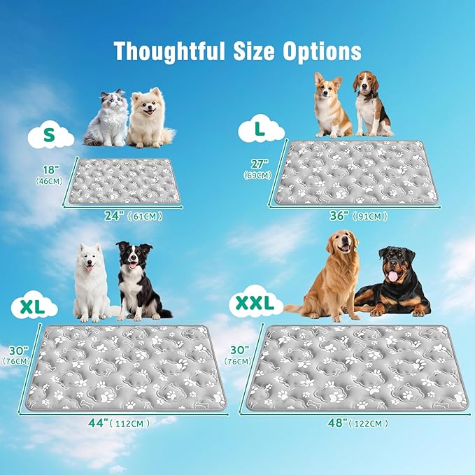 Dog Cooling Mat, Large Cooling Dog Bed Mat for Indoor & Outdoor, Q-Max>0.5, Machine Washable Non-Toxic Portable Pet Cooling Pad for Kennel, Crate, Car - L(36" x 27") - Grey