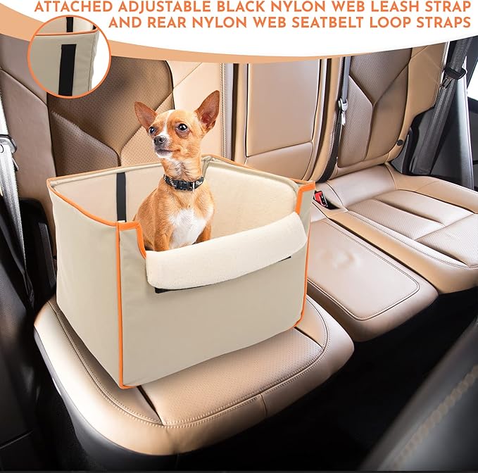 CO-PILOT Dog Car Seat, Foldable Dog Booster Seat for Small Dogs, Dog Car Harness