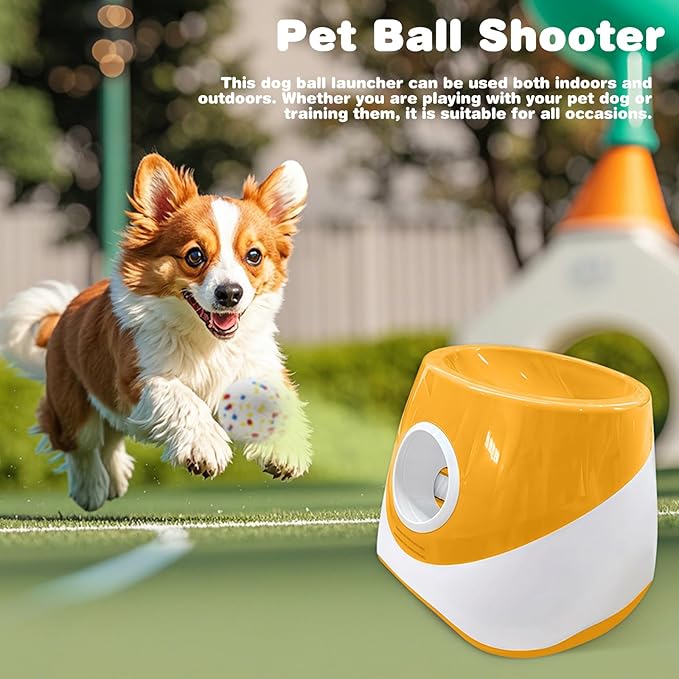 Automatic Ball Launcher for Dogs with 3 Tennis Balls - Interactive Dog Toy with 3 Adjustable Distances, Rechargeable Ball Thrower for Small & Medium Dogs, Indoor Outdoor Fetch Machine for Pet Exercise