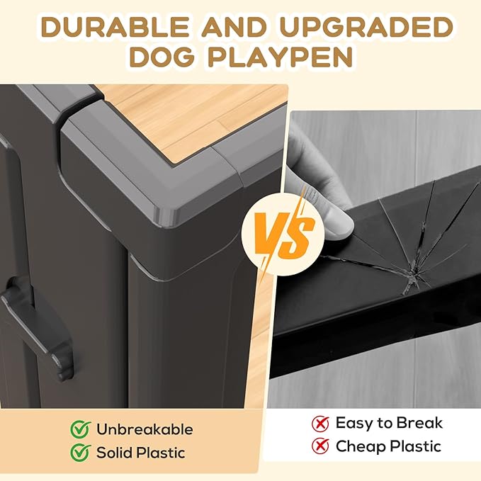 Dog Playpen, Clear Dog Pen, Dog Pen Indoor, Easy to Install and Remove Dog Play Pen, Puppy Playpen Suitable for Dogs, Cats,Dog Playpen Indoor (Black, 23.6 inch Height, 12 Panels)
