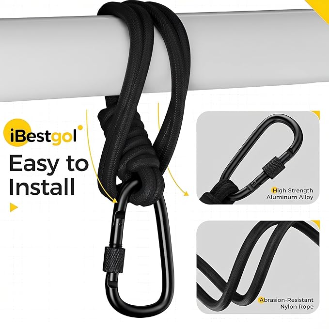 Baby Stroller Hooks, Universal Clips for Diaper and Mommy Bags, Heavy-Duty Hangers with Straps, Practical Stroller Accessory for Moms, Black-4pc