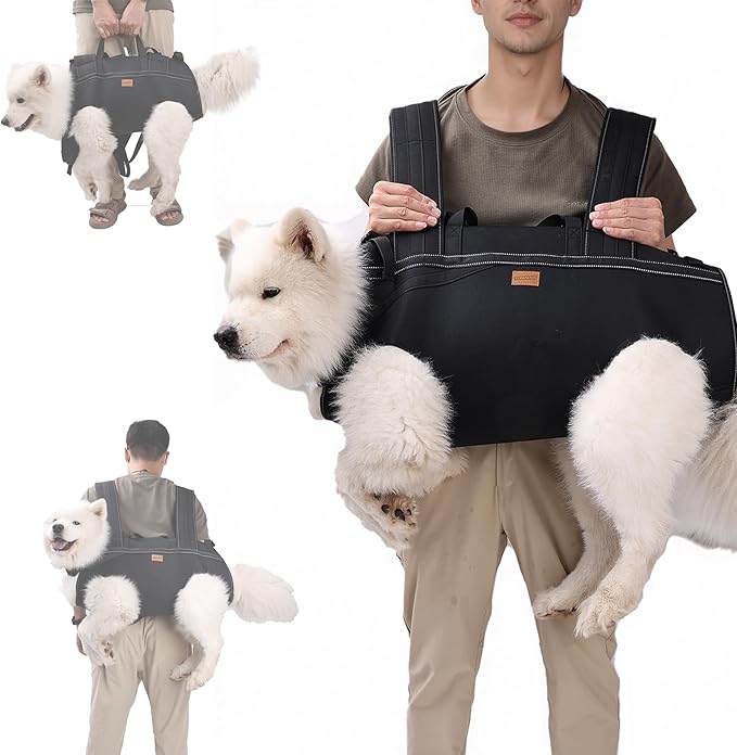 Dog Lift Harness Backpack Carrier for Large Dogs, Full Body Sling with Handle, Dog Harness for Joint Injuries, Arthritis, Ideal for Stairs, Elderly Dogs (3XL 66-83 LBS)