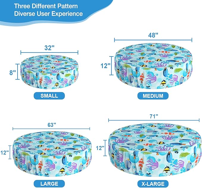 Foldable Round Dog Swimming Pool Cover, for 32 "/63“/48” Collapsible Outdoor Tub, PVC Coating Waterproof and UV Protection, Leakproof Washable Kiddie Pet Small Paddling Bath Accessories