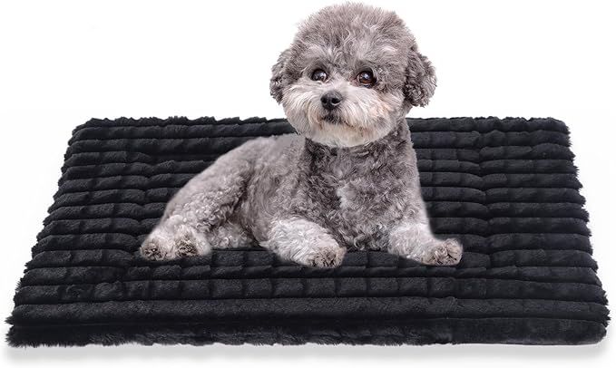 BVAGSS Dog Bed Washable Crate Mattress,Anti-Slip Memory Foam Soft Warm Pet Cushion for Small Medium Dogs, Calming Fluffy Sleeping Kennel Pad XH082 (35''x24'',Black)