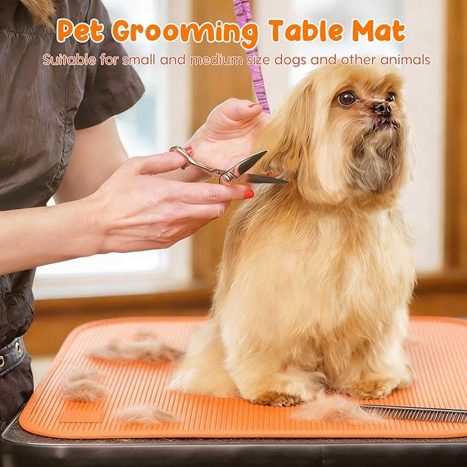 Dog Grooming Table Mat Pad Non Slip，Silicone Durable Premium Non-Slip Dog Bath Mat，Slip Mat - Bathing Mat for Pets，22.45inchX15.75inch (Orange)