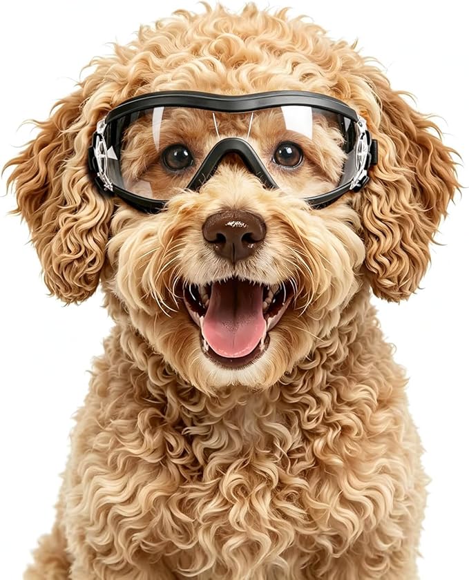 LESYPET Dog Goggles Medium Breed, UV Wind Dust Protection Medium Dog Sunglasses with Adjustable Strap, Doggy Sunglasses for Outdoor Driving Eye Protection, M
