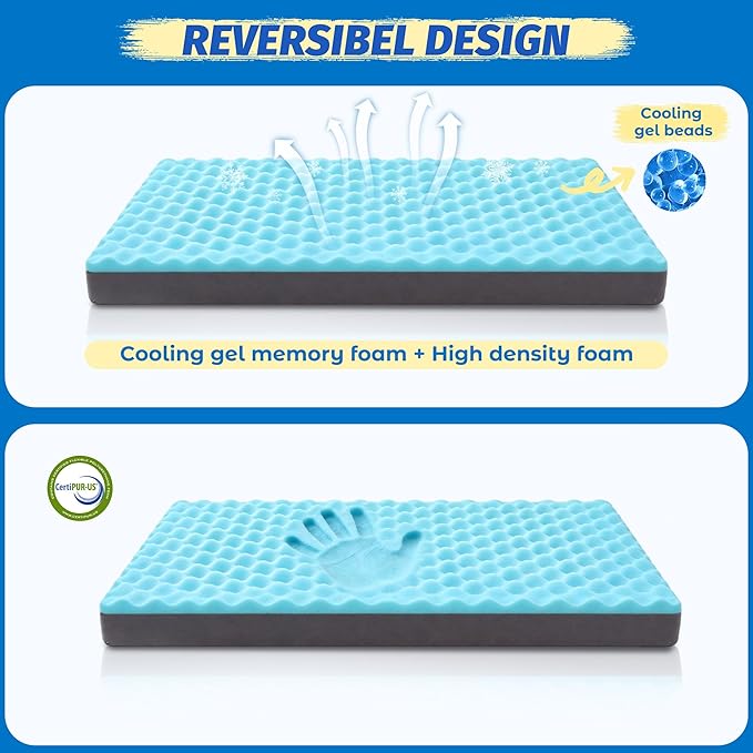 Cooling Dog Bed for Large Dogs, Washable Memory Foam Dog Beds for Crate with Joint Relief, Waterproof Liner and Removable Cover (47’’x 29’’)