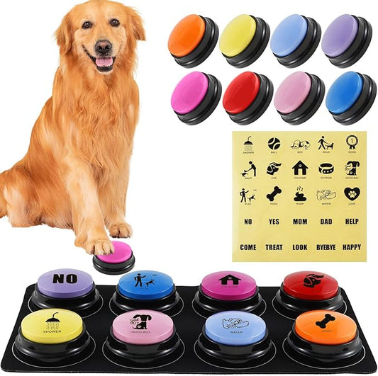 8Pcs Dog Buttons for Communication Voice, Recording Button Dogs for Words Talking and Answer, 30 Seconds Buttons Personalized Sound Answering Buzzer Best Toys fit Dog Tranning(8pcs)