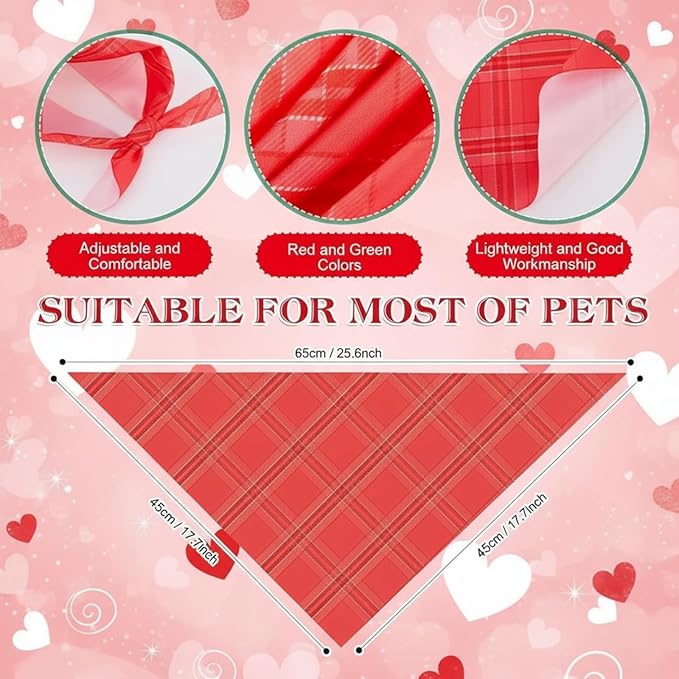 Abbylike 100 Pcs St. Patrick's Day Dog Bandanas Bulk Green Plaid Bandanas for Dogs Triangle Kerchief Bib Scarf for Pet Irish Holiday Costume Photo Props Accessories (25.6 x 17.7 x 17.7)