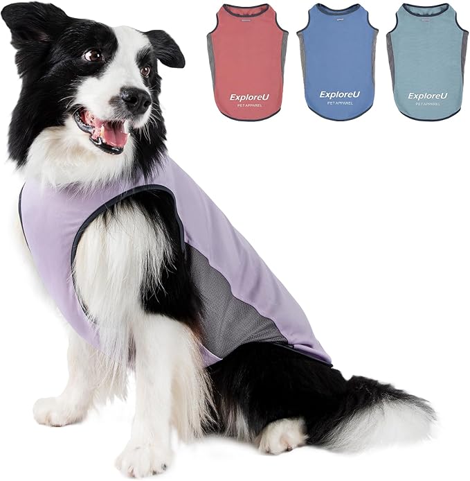 Dog Shirt, Cooling Vest Lightweight Breathable, Dog T-Shirts All-Season UV Protection Pet Clothes Quick Dry Soft Stretchy Pet Shirt Vest For Small Medium Large Dogs (Lilac Ether 1PC, X-Large)