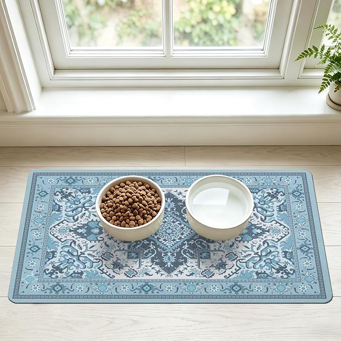 Pet Feeding Mat for Floors Waterproof Dog Mat for Food and Water Absorbent Quick Dry Non Slip mat for Cat Bowls