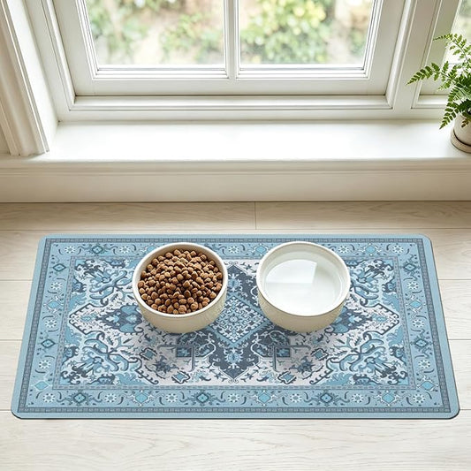 Pet Feeding Mat for Floors Waterproof Dog Mat for Food and Water Absorbent Quick Dry Non Slip mat for Cat Bowls