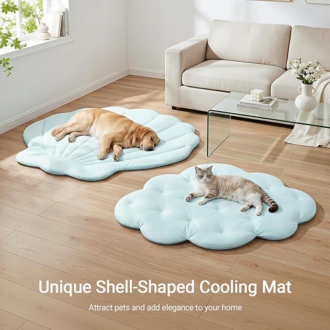 Dog Cooling Mat, 40'' × 40'' Large, Q-Max>0.4 Self-Cooling Mat for Dog, (Cool & Warm) Double-Sided Pet Cool Pads for Summer, Crate, Kennel, Machine Washable,Cat Cool Bed,Non-Gel, Sky Blue