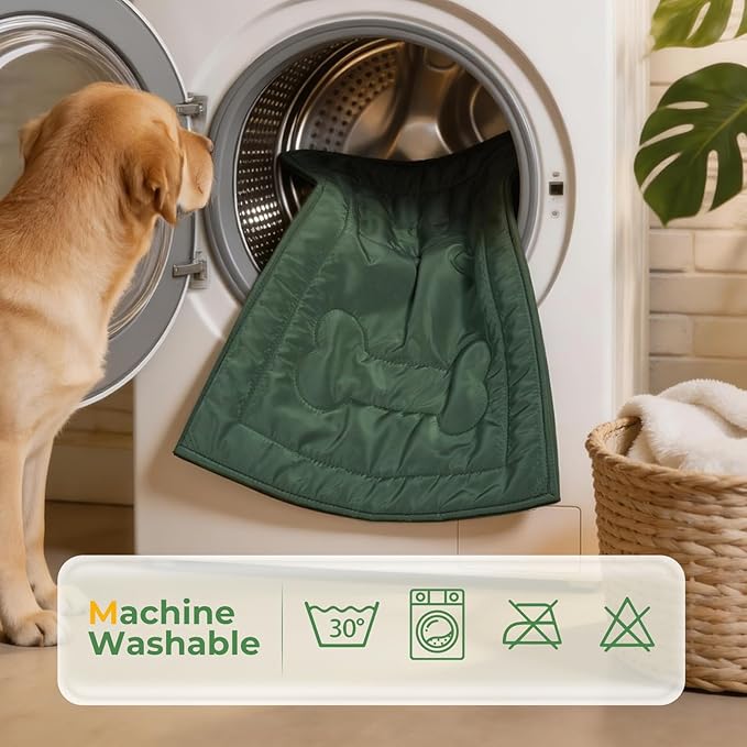 Chew Proof Dog Crate Pad - Indestructible Durable Dog Bed for Aggressive Chewers, Machine Washable & Waterproof Indoor Outdoor Tough Kennel Pad for Small Dogs (X-Small (17"x23"),Green)