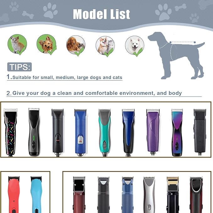 3PCS Wide Blades for Dog Grooming Blades Compatible with Andis,Oster A5,Wahl km10 Dog Clippers Stainless Steel Blades for Animal Dog,Cat,Horse,Silver Size #10W+30W+5FW