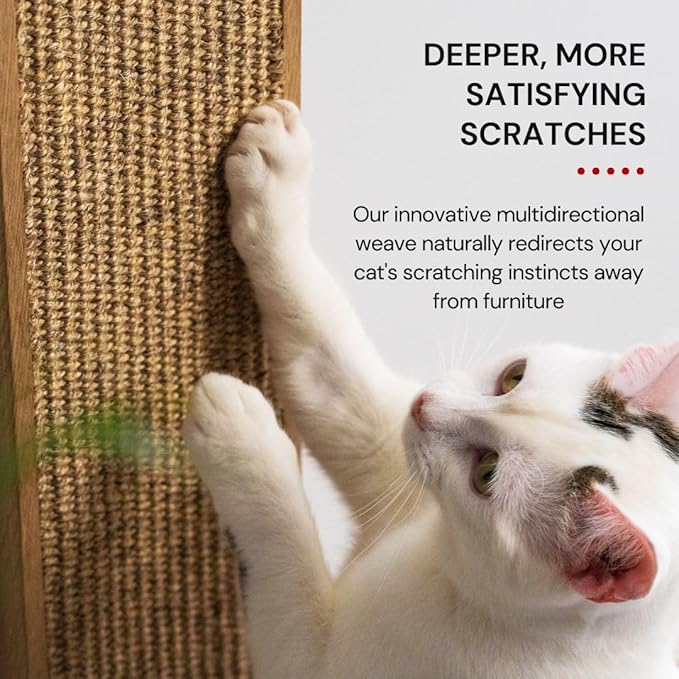 7 Ruby Road Indoor Cat Wall Scratcher — Multidirectional Sisal Scratch Pad & Board for Furniture Protection, Space-Saving Wall or Floor Use, Solid Rubberwood, All Breeds (Natural)