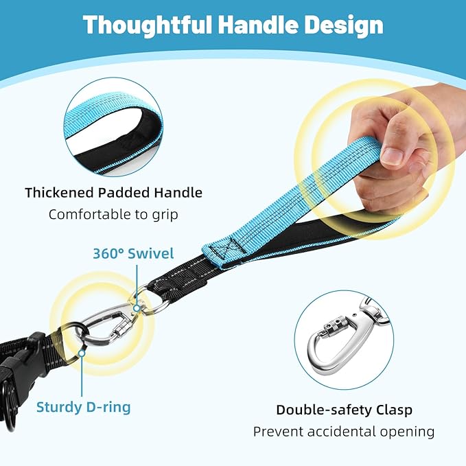 VavoPaw Hands Free Dog Leash for 2 Dogs with Pouch, Waist Leash for Dog Walking, Jogging, Hiking, Retractable Leashes with Dual Padded Handles, Adjustable Reflective Belt for Small, Medium, Large Dogs