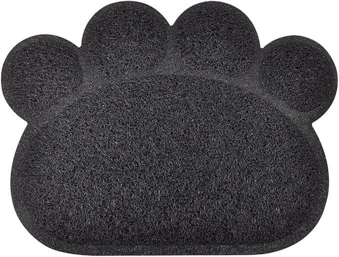DM Paw-Shaped Cat Litter Box Mat, 15.75x11.75 Inches, 1 Count, Charcoal