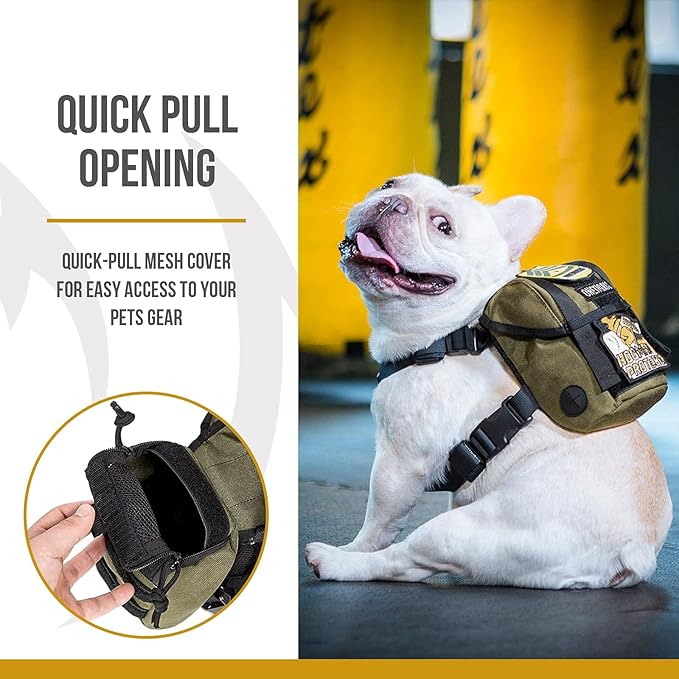 OneTigris Dog Pack, Backpack Durable Small Medium Dog Pack with Litter Bag Exit for Camping Hiking Daily Walking (Ranger Green, X-Small)