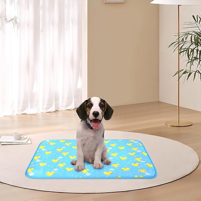 DELIFUR Cat Cooling Mat- Pet Cooling Mat Outdoor for Dogs Self Cooling Pad for Kitten Cat Puppy Machine Washable (Small, Blue Duck)