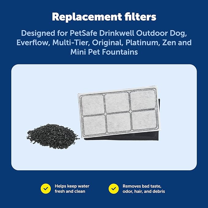 PetSafe Drinkwell Premium Replacement Carbon Filters, Dog and Cat Water Fountain Filters, Pack of 12