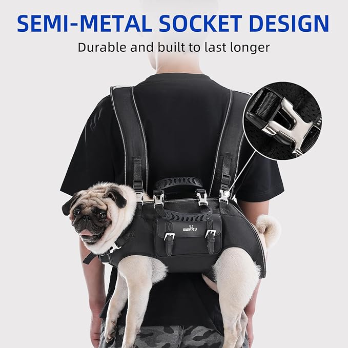 Wakytu Dog Backpack Carrier for Dogs,Dog Lift Harness,Adjustable Padded Breathable Straps for Dogs, Disabled, Joint Injuries, Arthritis,XL