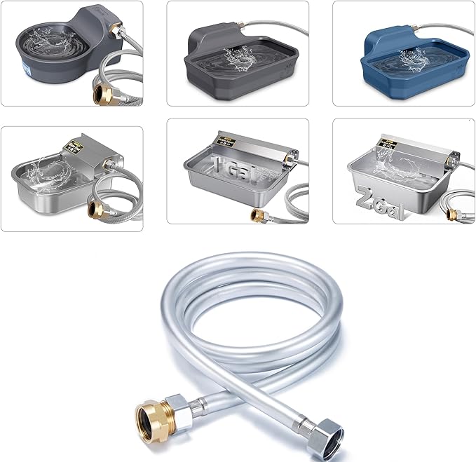 Upgraded PVC Hose for PETIMI Automatic Dog Water Dispenser Series, Stronger and Chew-Resistant, 150 cm (59 inches), Compatible with GHT 3/4" Thread Faucets, Silver