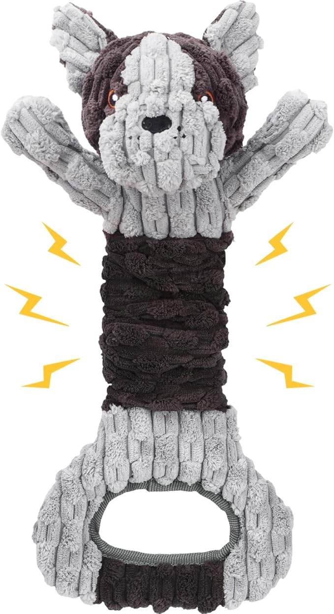 Letsmeet Plush Dog Squeak Toys with Crinkle Paper - Pull Interactive Tug of War Dog Toy, Great for Dental Health, Strengthening Bonds and Anxiety Relief for Puppies, Small, Medium, Large Dogs