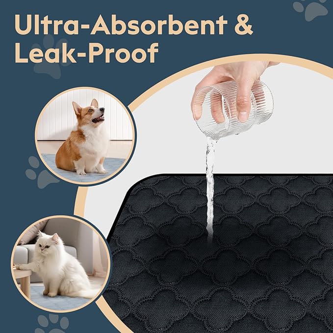 FunFurry Washable Pee Pads for Dogs - 1 Pack Reusable Pee Pads，Waterproof Puppy Pads，Pet Training Pads，Super Absorbent with Dog Paw Shape Non-Slip Backing (Dark Grey, 48" X 65" - 1 Pack)