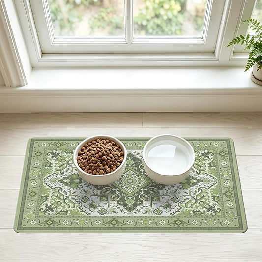 Pet Feeding Mat for Floors Waterproof Dog Mat for Food and Water Absorbent Quick Dry Non Slip mat for Cat Bowls