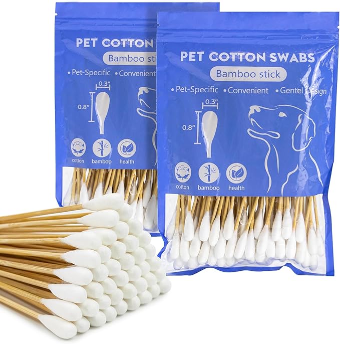 6 Inch Large Cotton Swabs for Dog Ear Cleaning - Extra Long Handle Dog Ear Swabs, Soft & Absorbent Big Cotton Tips, Perfect for Pet Care & Daily Grooming (200 Pcs)