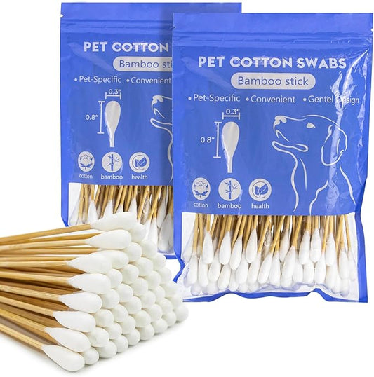 6 Inch Large Cotton Swabs for Dog Ear Cleaning - Extra Long Handle Dog Ear Swabs, Soft & Absorbent Big Cotton Tips, Perfect for Pet Care & Daily Grooming (200 Pcs)