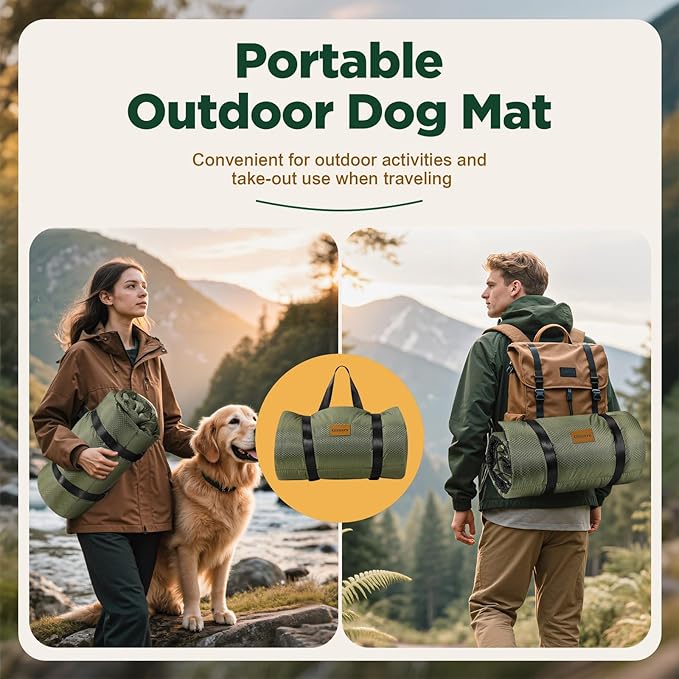 Gimars Upgraded XL Outdoor Dog Bed with Waterproof Film, Easy to Roll Up with Buckle, Large Travel Pet Bed for Large & Extra Large Dog, Portable, Foldable, Washable for Camping,Traveling,Grey