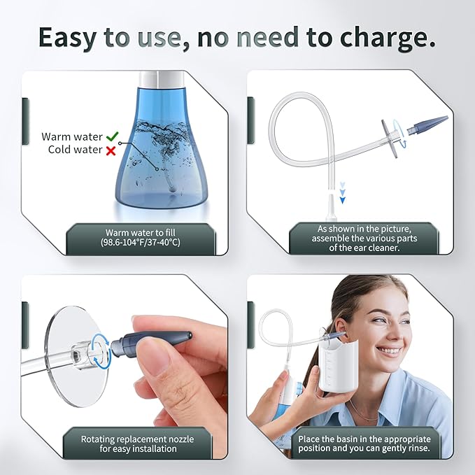 Ear Wax Removal, Ear Cleaner, Ear Wax Removal Kit, Ear Wax Removal Tool, Manual Ear Irrigation Flushing System, Ear Cleaning Kit for Adults & Kids