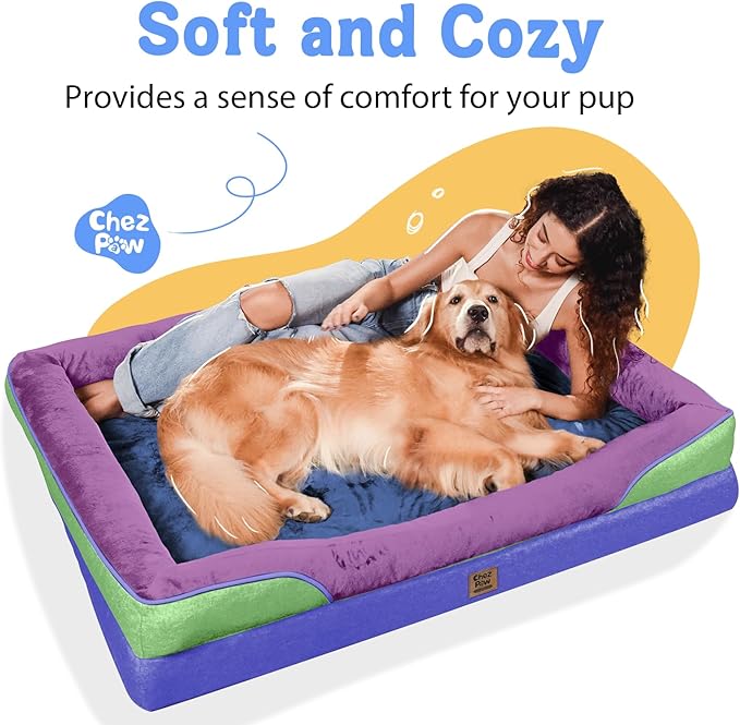 Chez Paw Orthopedic Extra Large Dog Bed - XXL Washable Giant Pet Couch Sofa with Removable Cover Waterproof Bolster for Large Size Dogs, 45x35