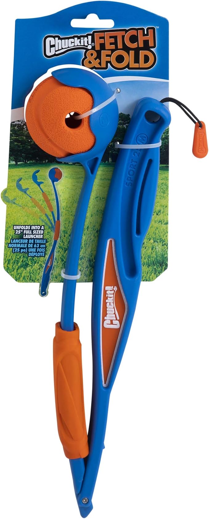 Chuckit! Fetch & Fold Mini 18M Dog Ball Launcher - 18" Long Handle Compatible with Medium 2.5" Ball (Included), for Medium Pets 20 to 60 lbs
