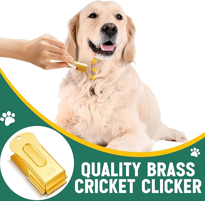 2 Pieces Brass Dog Training Clicker Signaling Puppy Cricket Metal Dog Clicker for Puppy, Cat, Potty, Bird, Horse, Pet Trainer Owners Versatile Training Tools, Behavior Aids(Gold)