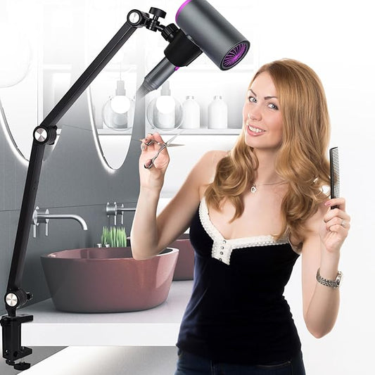Hair Dryer Stand, Multi Angle Adjustable Blow Dryer Stand Hands Free with Universal Clamp - Allow You to Dry Hair Hand Freely