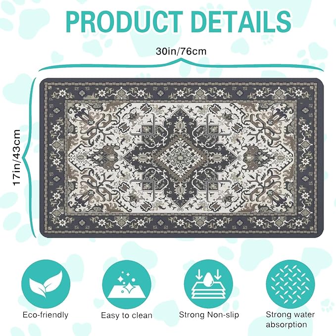 Pet Feeding Mat for Floors Waterproof Dog Mat for Food and Water Absorbent Quick Dry Non Slip mat for Cat Bowls