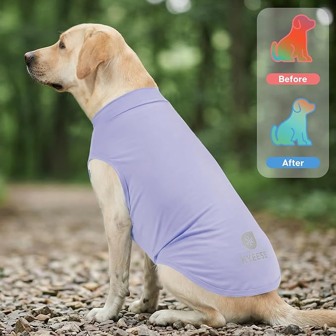 KYEESE 2Pack Dog Cooling Shirt, Breathable Dog Shirt for Large Dogs Girl Boy, Sun Protection Reflective Pet Vest, Lightweight Soft Tank Top Sleeveless Summer Dogs Clothes, Purple, 3XL