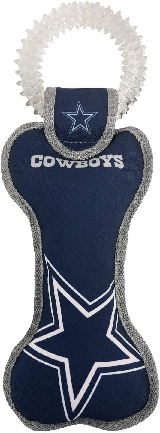 Pets First NFL Dallas Cowboys Dental Dog TUG Toy with Squeaker. Tough PET Toy for Healthy Fun, Teething & Cleaning Pet's Teeth & Gum., one Size, DAL-3310