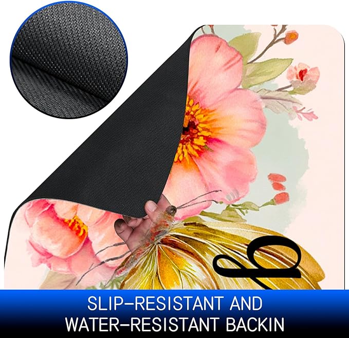 Dog Food Mat, 15.7" x 23.6" Absorbent Pet Feeding Mat for Food and Water, Waterproof Diatom Mud Pet Placemat with Non-Slip Rubber Backing, Cat Bowl Mat for Floors - Flower Bible 46-5