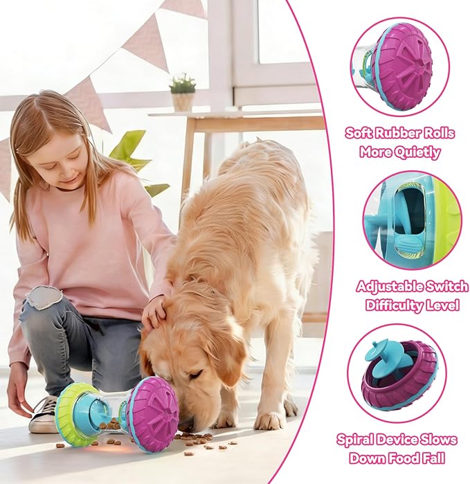 MateeyLife Interactive Dog Toys, Durable Dog Enrichment Toys to Keep Them Busy, Slow Feeder Treat Dispensing Dog Toys, Adjustable Dog Puzzle Toy, Reduce Boredom