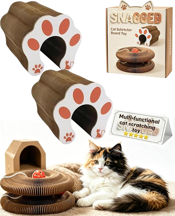 Cat Scratcher Board Toys,Interactive Magic Organ Bell Ball Track,Bored Kitty Indoor Cardboard Gifts,Round Pet Paw Scratch Pad,No Posts Puzzle Tree Tower Bed House,Circle Tunnel Nail File