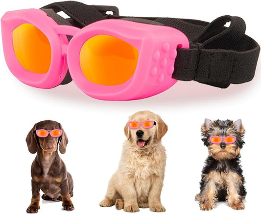 Dog Goggles Small Breed, UV/Wind/Dust/Fog Protection Pet Sunglasses with Adjustable Strap,Outdoor Dog Sunglasses for Small Dogs,Easy Wear